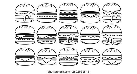 Hamburger Icon Line Vector Collection