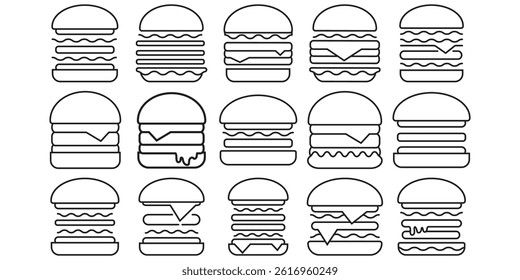 Hamburger Icon Line Vector Collection