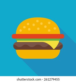 hamburger icon with long shadow. flat style vector illustration