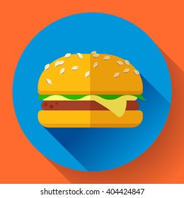 hamburger icon with long shadow. Flat design style