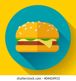 hamburger icon with long shadow. Flat design style