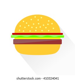 Hamburger icon with long shadow. Flat style vector illustration