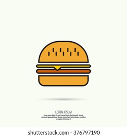 Hamburger icon on background. Fast Food. 
