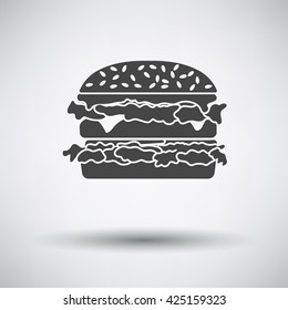 Hamburger icon on gray background with round shadow. Vector illustration.
