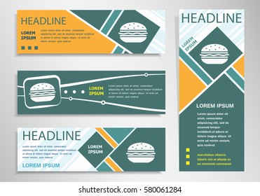 Hamburger icon on horizontal and vertical discount banner, header. Modern banner design template