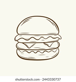 Hamburger icon on white background. Fast food icon design. Vector illustration