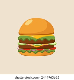 Hamburger icon on white background. Fast food icon design. Vector illustration