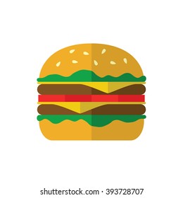 Hamburger icon on white background. Flat style vector illustration. Fastfood illustration.