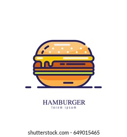 Hamburger icon on a white background. flat thin line icon. vector illustration