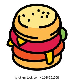  Hamburger-Ikone. Umriss der Hamburger Vektorillustration Symbol für Webdesign einzeln auf weißem Hintergrund