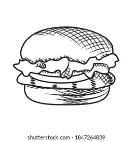 hamburger icon over white background, food concept, hand draw style, vector illustration