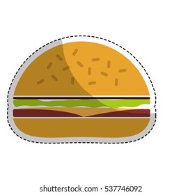 hamburger icon over white background. fast food concept. colorful design. vector illustration