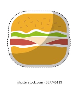 hamburger icon over white background. fast food concept. colorful design. vector illustration