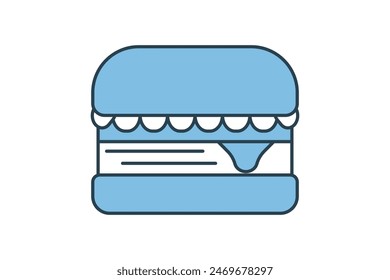 Hamburger icon. icon related to fast food. suitable for web site, app, user interfaces, printable etc. flat line icon style. simple vector design editable