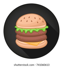 Hamburger Icon Round Flat Vector Art Design Color Illustration