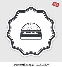 Hamburger icon. Sandwich icon. Flat design style. Made vector illustration. Emblem or label with shadow.