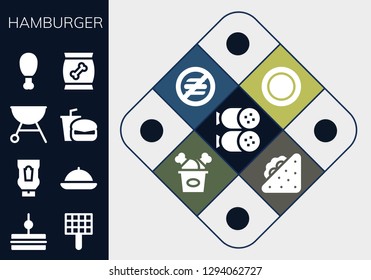  hamburger icon set. 13 filled hamburger icons. Simple modern icons about  - Salami, Sandwich, Grill, Ketchup, Food, Fast food, Fried chicken, Dish, No food
