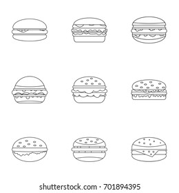 Hamburger Icon Set. Outline Set Of 9 Hamburger Vector Icons For Web Isolated On White Background