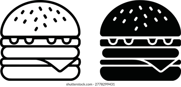 Hamburger icon set silhouette and outline