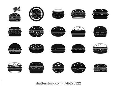 Hamburger icon set. Simple set of hamburger vector icons for web design isolated on white background