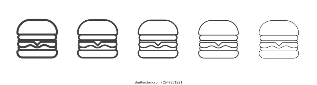 Ícone de hambúrguer símbolo simples de coleção de ilustrações