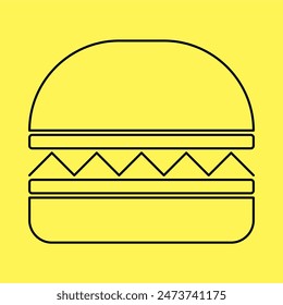 hamburger icon simple, line vector isolated on yellow background. trendy and modern design
