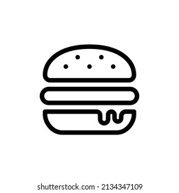 Hamburger icon. Simple outline style. Cheeseburger, fast food concept. Vector illustration isolated on white background. EPS 10.