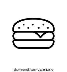 Icono de Hamburguesa. Estilo de contorno simple. Cheeseburger, concepto de comida rápida. Ilustración vectorial aislada en fondo blanco. EPS 10.