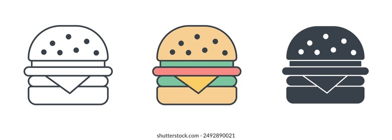 Icono de hamburguesa Ilustración vectorial de tema aislado sobre fondo blanco