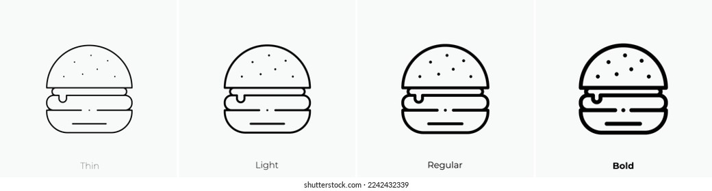 hamburger icon. Thin, Light Regular And Bold style design isolated on white background