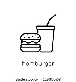 hamburger icon. Trendy modern flat linear vector hamburger icon on white background from thin line Restaurant collection, outline vector illustration