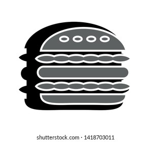 hamburger icon. Vector black and white silhouette isolated illustration.
