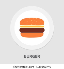 Hamburger icon - vector fast food sign symbol, vector food meal - burger sandwich