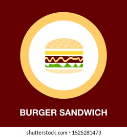Hamburger Icon - Vector Fast Food Sign Symbol, Vector Food Meal - Burger Sandwich
