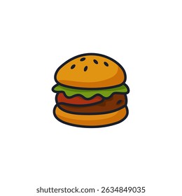 Hamburger Icon Vector Illustration. Classic Fast Food Symbol for Restaurant Branding and Appetizing Designs