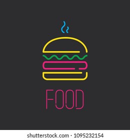 Hamburger icon, vector illustration design. Neon logo collection.