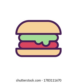 hamburger icon vector illustration filled outline style. food icon set.