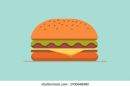 Hamburger icon vector on green background. 