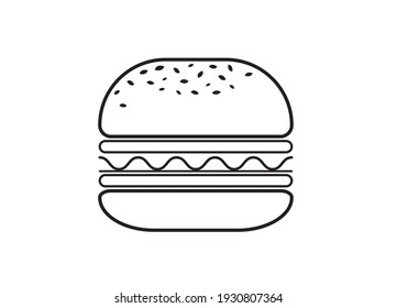 Vector de icono de Hamburger sobre fondo blanco. 