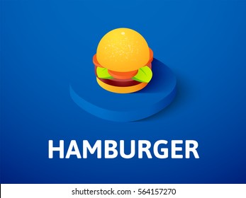 Hamburger icon, vector symbol in flat isometric style isolated on color background