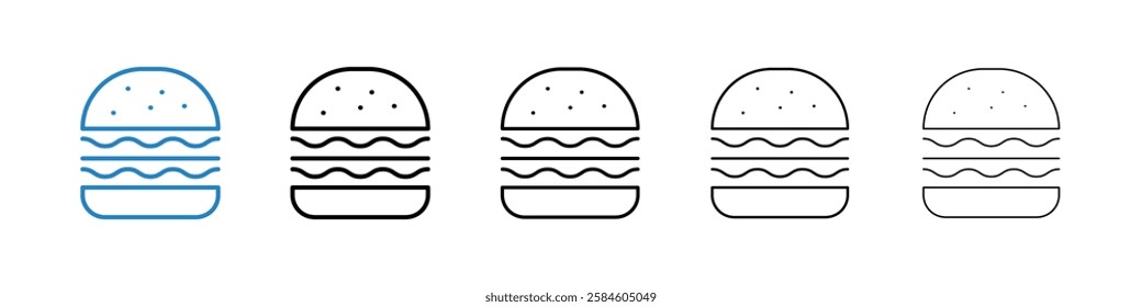 Hamburger icons in five different stroke sizes