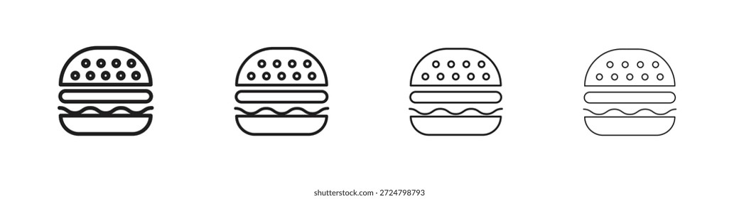 Hamburger ícones linha vetor coleção. Ícone de vetor perfeito de pixel