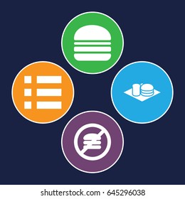 Hamburger icons set. set of 4 hamburger filled icons such as burger, soda and burger, menu