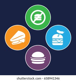 Hamburger icons set. set of 4 hamburger filled icons such as burger, sandwich, burger with sausage