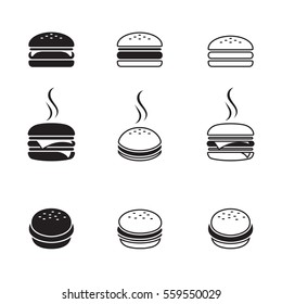 Hamburger icons set. Black on a white background