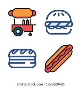 hamburger icons set with burger, junk food and unhealthy vector set