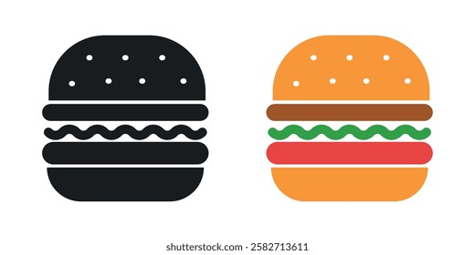 Hamburger icons set vectors black and colored style