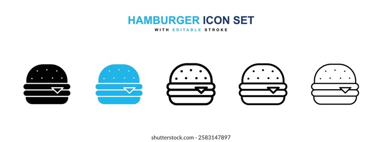 Hamburger icons vector collection in black and blue colors on white background