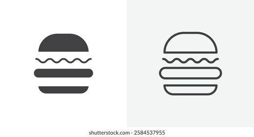 Hamburger icons vectors illustrations in black fill and liner versions