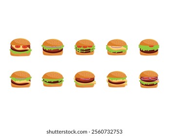 Hamburger Illustration Design Element Set